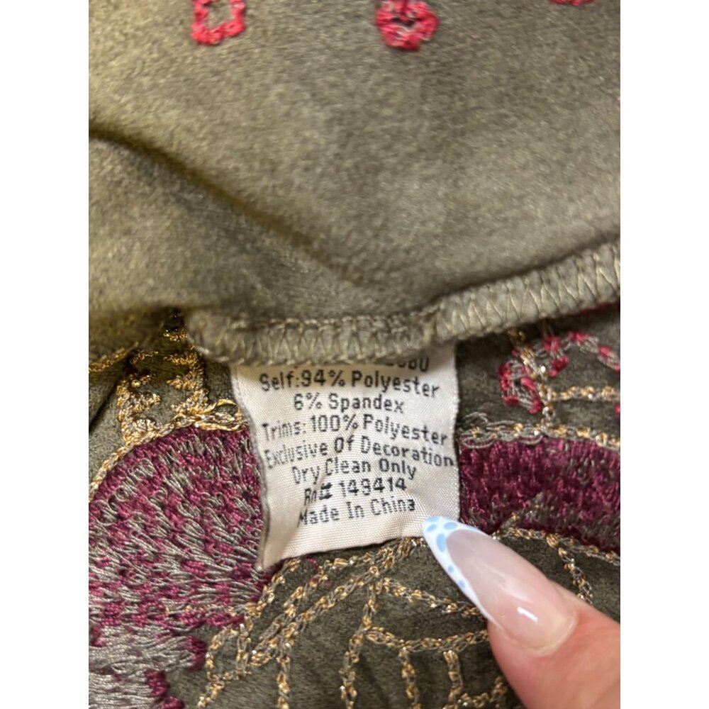 Biya Johnny Was Olive Hooded Embroidered Open-Front Jacket M - Picture 9 of 9